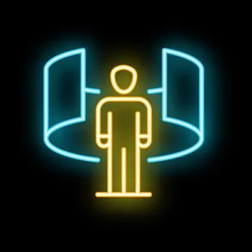 Neon icon of person experiencing virtual reality Stock Illustration