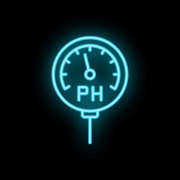 Neon icon of ph meter showing acidity and alkalinity level Illustrazione stock
