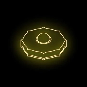 Neon icon of pineapple slice glowing on dark background Stock Illustration