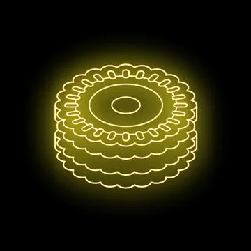 Neon icon of pineapple slices glowing on black background Stock Illustration