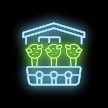 Neon icon of plants growing inside a greenhouse Stock Illustration