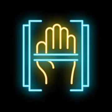 Neon icon of polygraph test showing truth detection in progress Stock Illustration