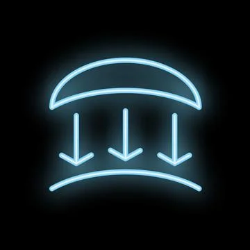Neon icon of pressure exerted on a surface, compression force Stock Illustration