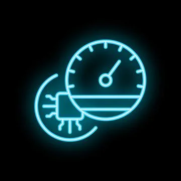Neon icon of processor speed test representing benchmarking Stock-Illustration