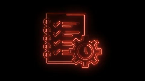 Neon icon of productivity system integration with task checklist and time m.. Stock Footage 309911374