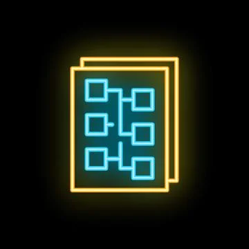 Neon icon of project management plan with algorithm scheme Illustration