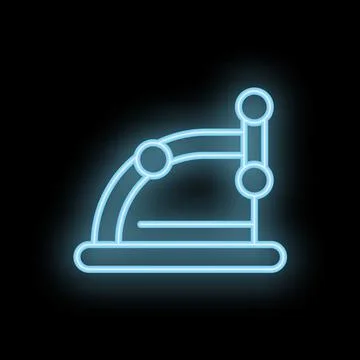 Neon icon of protractor measuring angles for geometry and math Stock Illustration