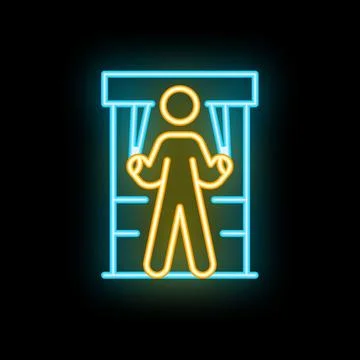 Neon icon of a puppet master controlling human like a marionette Stock Illustration