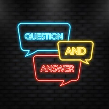 Neon Icon. Question and Answer Bubble Chat icon. Vector illustration. Stockillustratie