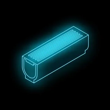 Neon icon of a ram memory module glowing on black background Stock Illustration