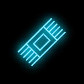 Neon icon of ram module glowing on dark background Illustrazione stock