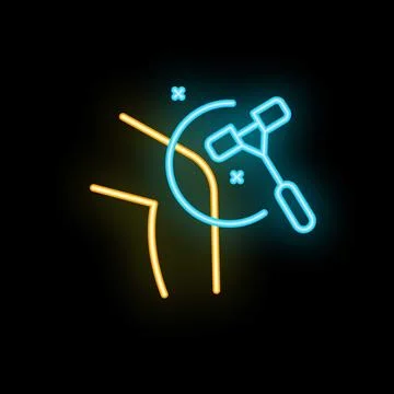 Neon icon of reflex hammer tapping on knee joint Ilustração Stock