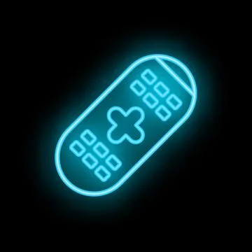 Neon icon of remote control glowing on dark background Stock Illustration