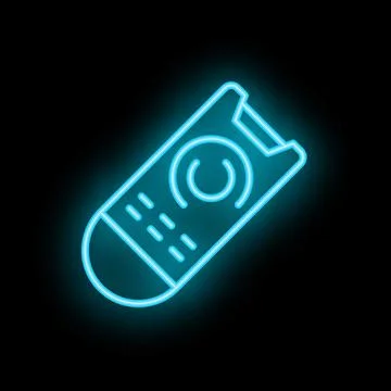 Neon icon of remote control glowing on black background Illustrazione stock