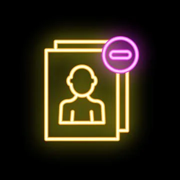 Neon icon of removing profile from user database Stock Illustration