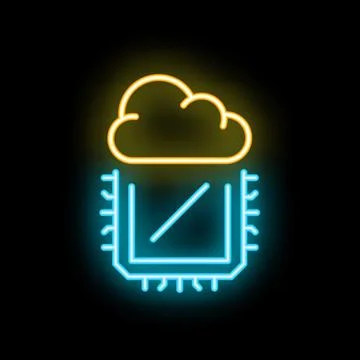 Neon icon representing cloud computing technology Stock Illustration