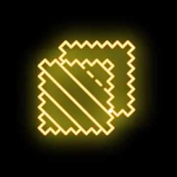 Neon icon representing different textile types glowing on black background Illustrazione stock