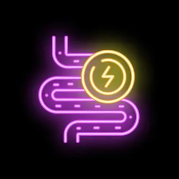 Neon icon representing digestive system showing good gut health and digestion Stock Illustration