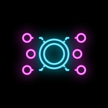 Neon icon representing machine learning algorithm on black background Stock Illustration