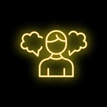 Neon icon representing man choosing between two options Stock Illustration