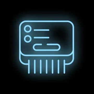 Neon icon representing microchip with interface for motherboard connection 스톡 일러스트