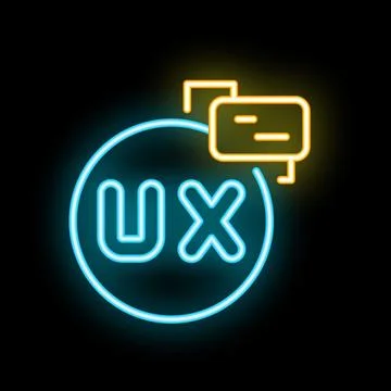 Neon icon representing user experience design with ux letters and computer .. Stock Illustration