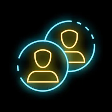 Neon icon representing user security with shield protecting personal data Illustrazione stock