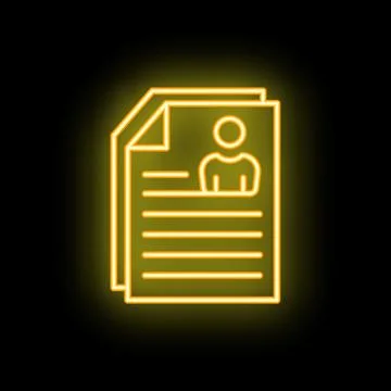 Neon icon of resumes representing job applications and recruitment 스톡 일러스트
