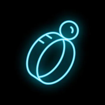Neon icon of a ring with a big brilliant on black background Stock Illustration