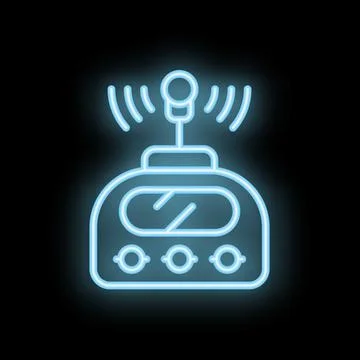 Neon icon of a robot sending a wireless signal Stock Illustration