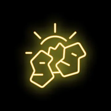 Neon icon of rocks representing stability, strength and success Stock Illustration