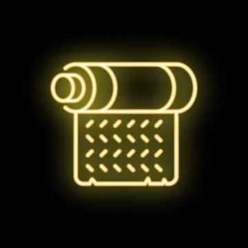 Neon icon of rolled up rubber mat with diamond tread pattern Stock Illustration
