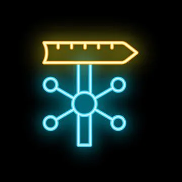 Neon icon of a ruler measuring a network representing data analysis Stock Illustration