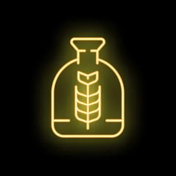 Neon icon of sack with cereals representing bakery products Stock Illustration