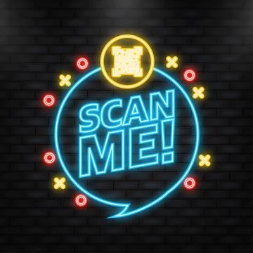 Neon Icon. Scan code smartphone on white background. Isolated white background イラスト素材