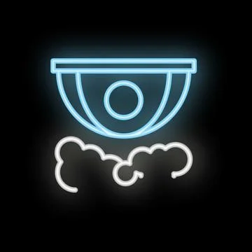 Neon icon of security camera recording in clouds イラスト素材