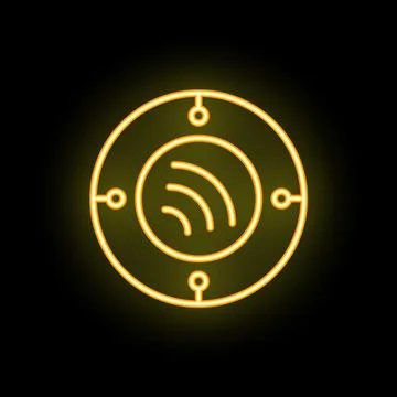 Neon icon of sensor detecting signal on a black background 스톡 일러스트