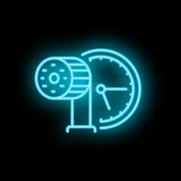 Neon icon of server processing data over time on black background Stock Illustration