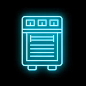 Neon icon of server rack being accessed remotely through cloud computing Stock Illustration