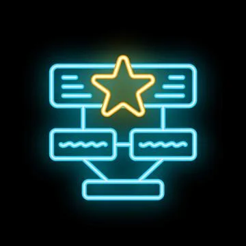 Neon icon of server rack hosting showing high availability and performance Stock Illustration