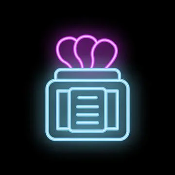 Neon icon of a server receiving information with fiber optic cables 스톡 일러스트