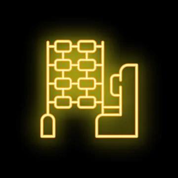 Neon icon of server room hardware infrastructure representing data storage Stock Illustration