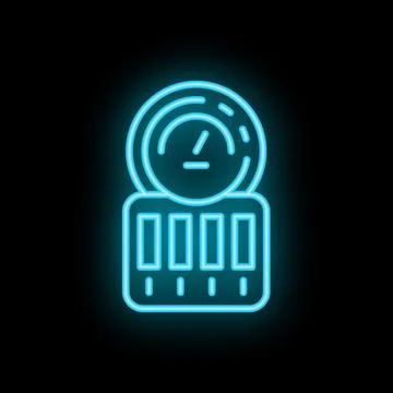 Neon icon of a server showing cpu load and usage statistics Stock Illustration