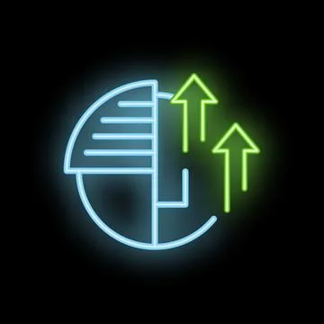 Neon icon of server storage capacity increasing showing cloud computing growt Illustrazione stock