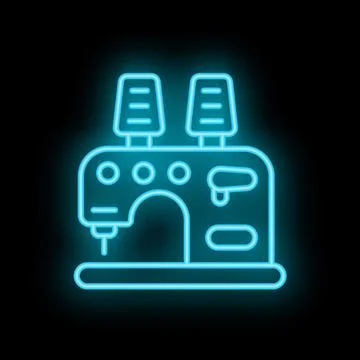 Neon icon of sewing machine for atelier and fashion designer Stock Illustration