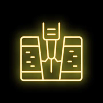 Neon icon of sewing machine stitching fabric with needle Illustrazione stock
