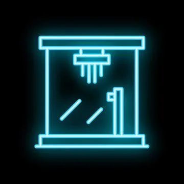 Neon icon of shower cabin with open door and shower head Stock Illustration