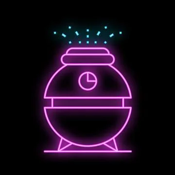 Neon icon of smart humidifier diffusing water droplets into air イラスト素材