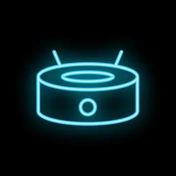 Neon icon of smart speaker assistant listening for voice command Stock Illustration
