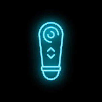 Neon icon of smart tv remote control glowing on black background Stock Illustration